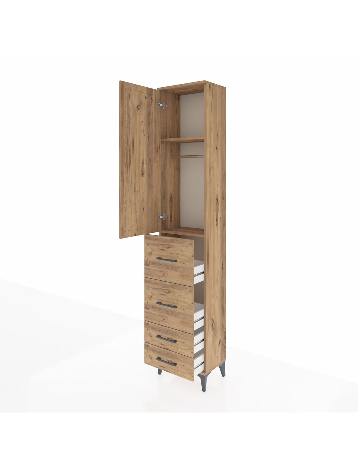 Arges Dolap 2 Raflı 4 Çekmeceli Tek Askılı 44x30x221 - S28M121V9A