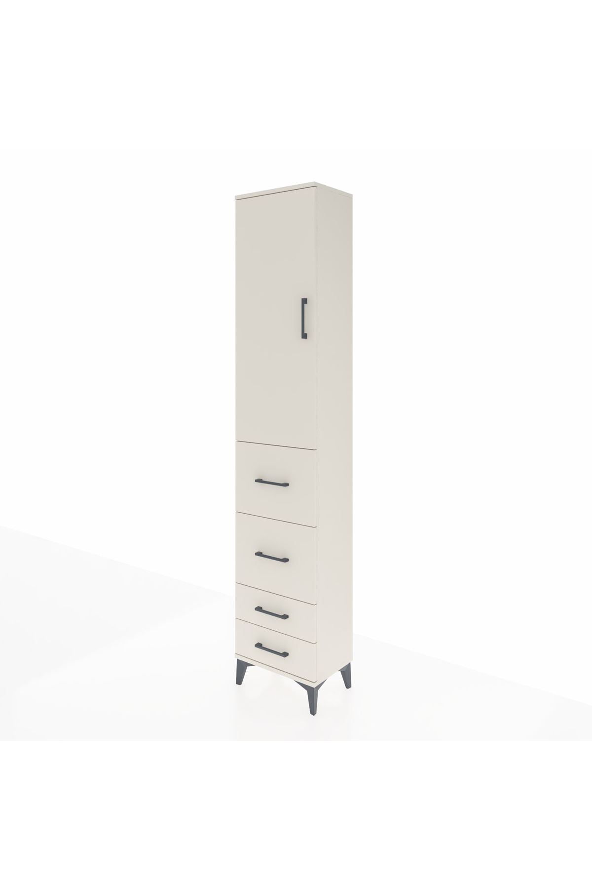 Arges Dolap 3 Raflı 4 Çekmeceli Tek Kapaklı 44x30x221 Aytaşı-Aytaşı