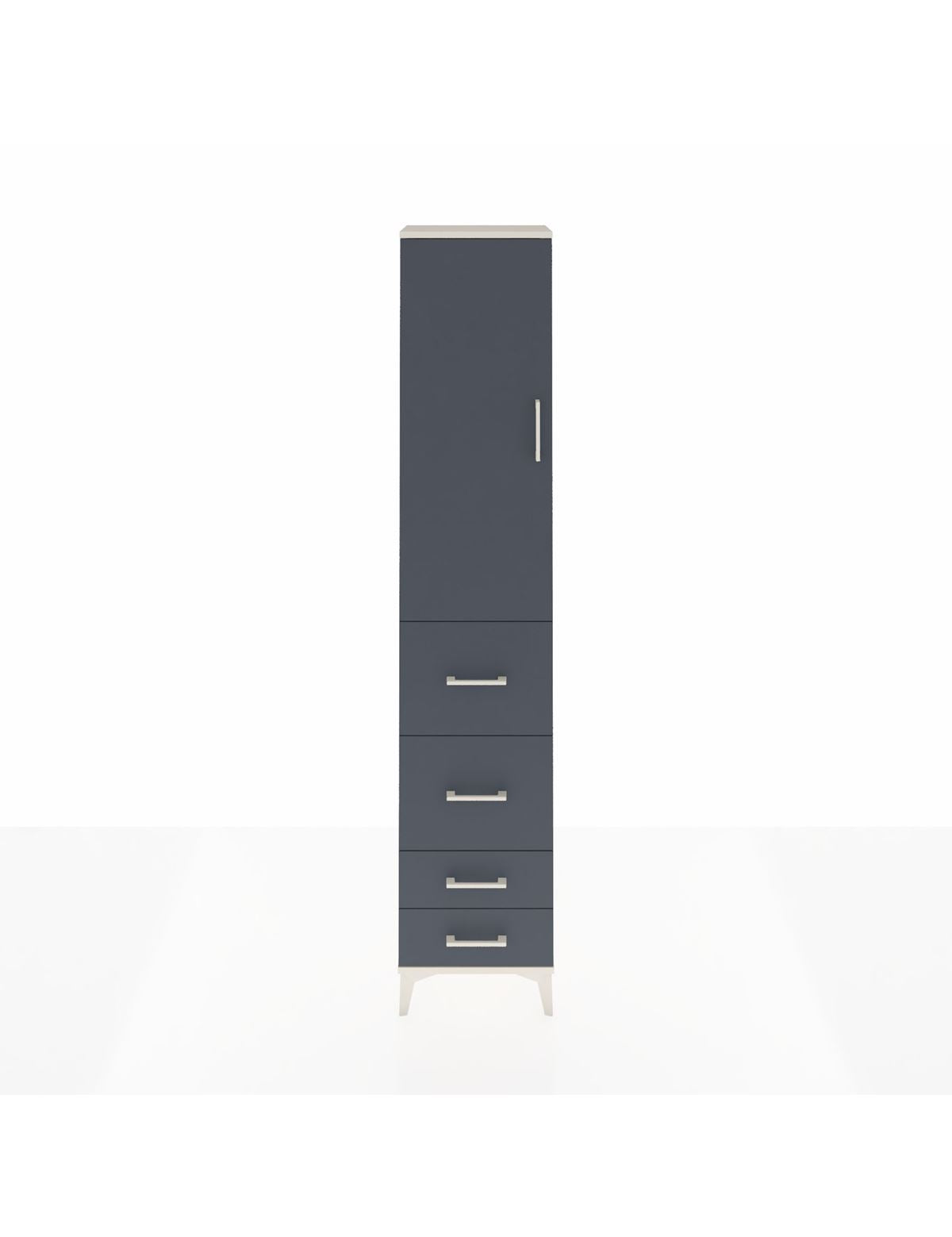 Arges Dolap 3 Raflı 4 Çekmeceli Tek Kapaklı 44x30x221 Aytaşı-Antrasit