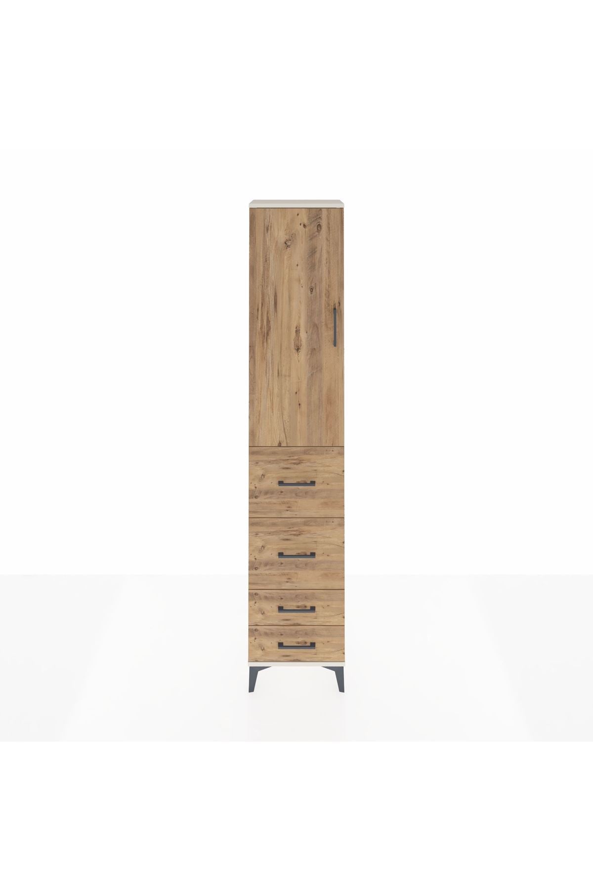 Arges Dolap 3 Raflı 4 Çekmeceli Tek Kapaklı 44x30x221 Aytaşı-Çam