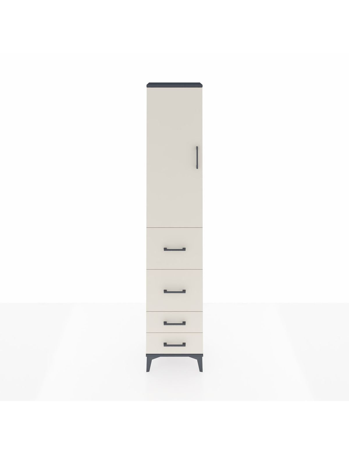 Arges Dolap 3 Raflı 4 Çekmeceli Tek Kapaklı 44x30x221 Antrasit-Aytaşı