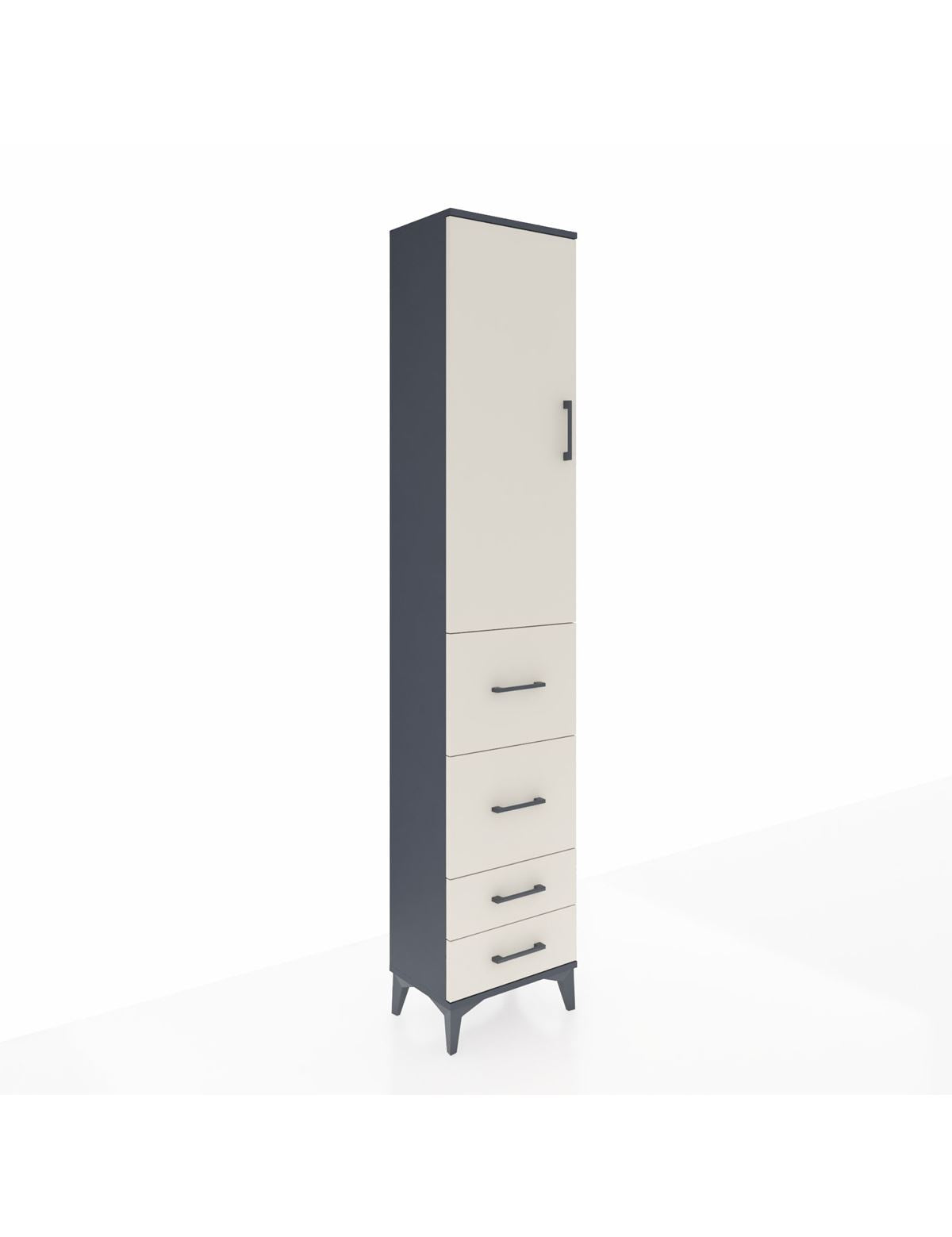 Arges Dolap 3 Raflı 4 Çekmeceli Tek Kapaklı 44x30x221 Antrasit-Aytaşı