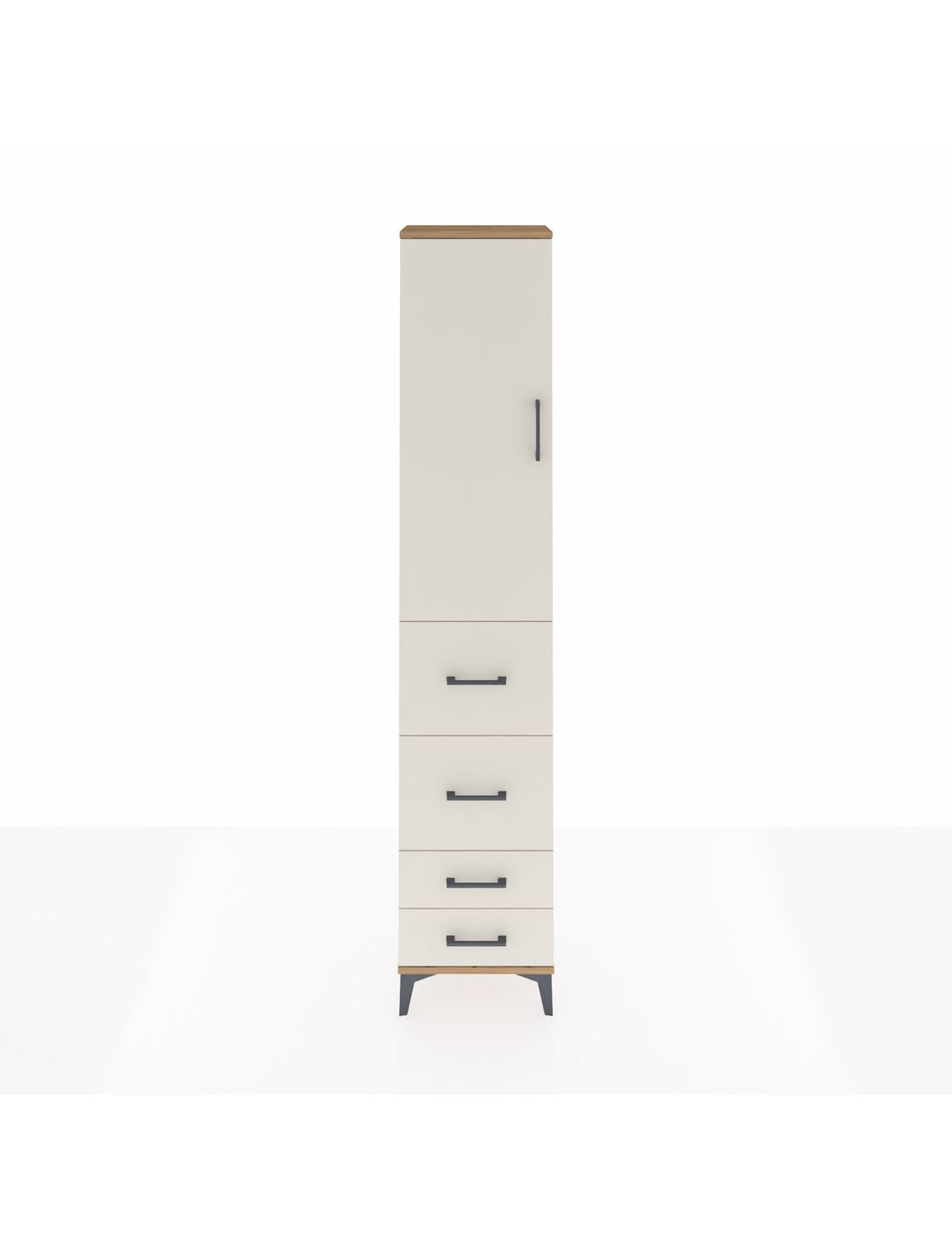 Arges Dolap 3 Raflı 4 Çekmeceli Tek Kapaklı 44x30x221 Çam-Aytaşı