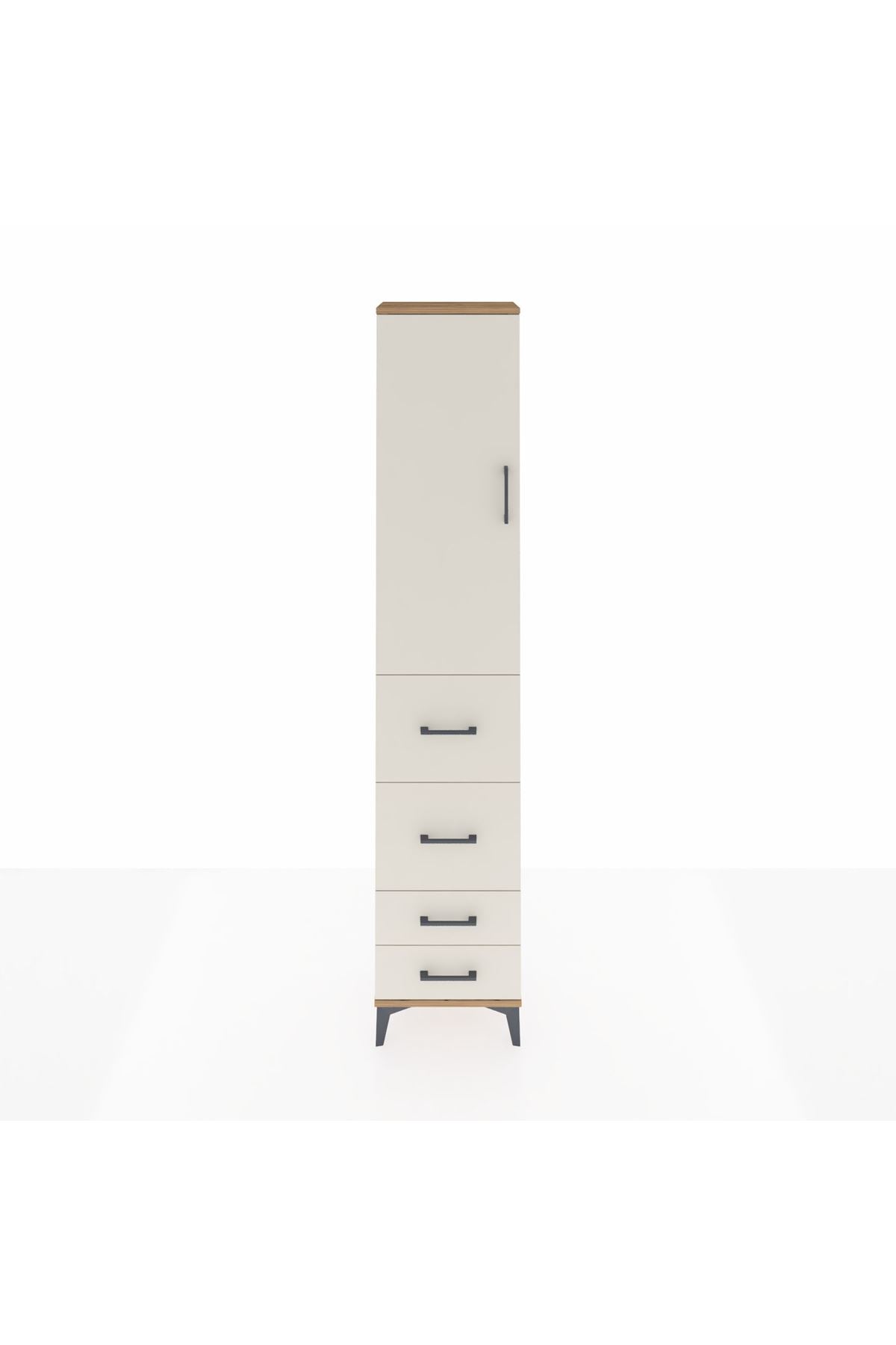 Arges Dolap 3 Raflı 4 Çekmeceli Tek Kapaklı 44x30x221 Çam-Aytaşı