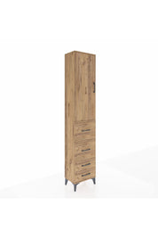 Arges Dolap 3 Raflı 4 Çekmeceli Tek Kapaklı 44x30x221 Çam-Çam