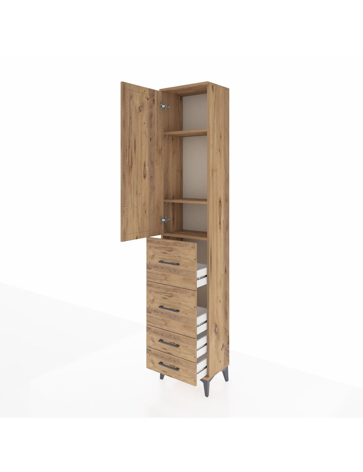 Arges Dolap 3 Raflı 4 Çekmeceli Tek Kapaklı 44x30x221 - S28M122V9A