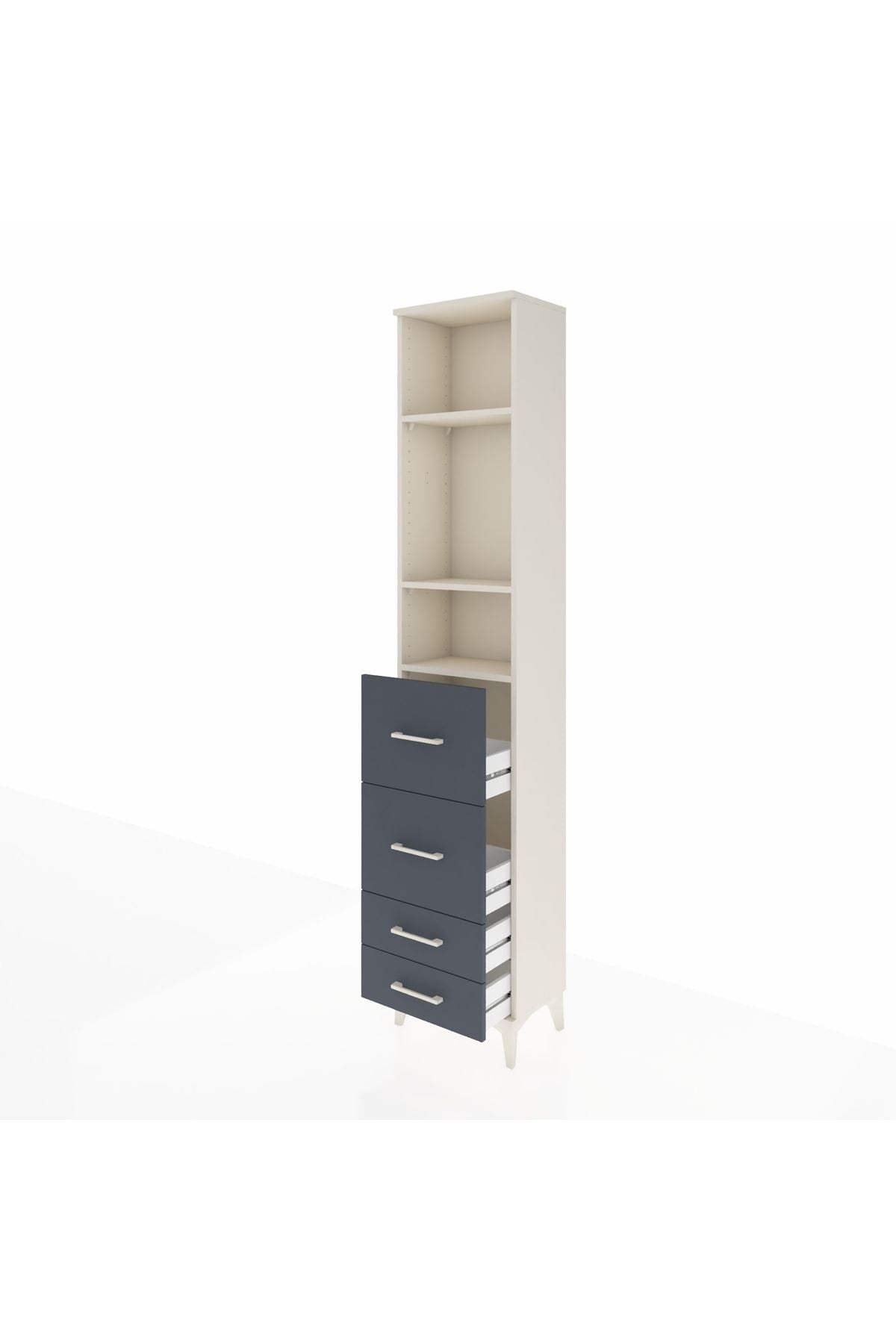 Arges Dolap 3 Raflı 4 Çekmeceli 44x30x221 Aytaşı-Antrasit