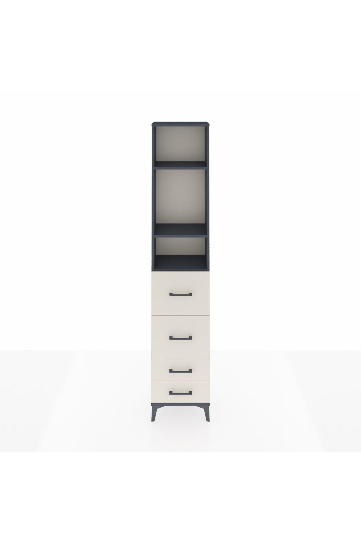 Arges Dolap 3 Raflı 4 Çekmeceli 44x30x221 Antrasit-Aytaşı