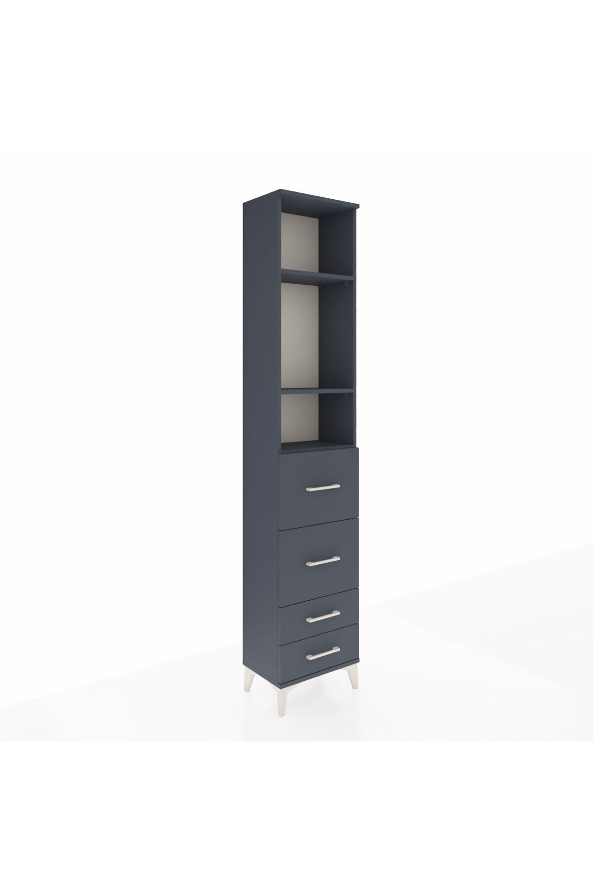 Arges Dolap 3 Raflı 4 Çekmeceli 44x30x221 Antrasit-Antrasit