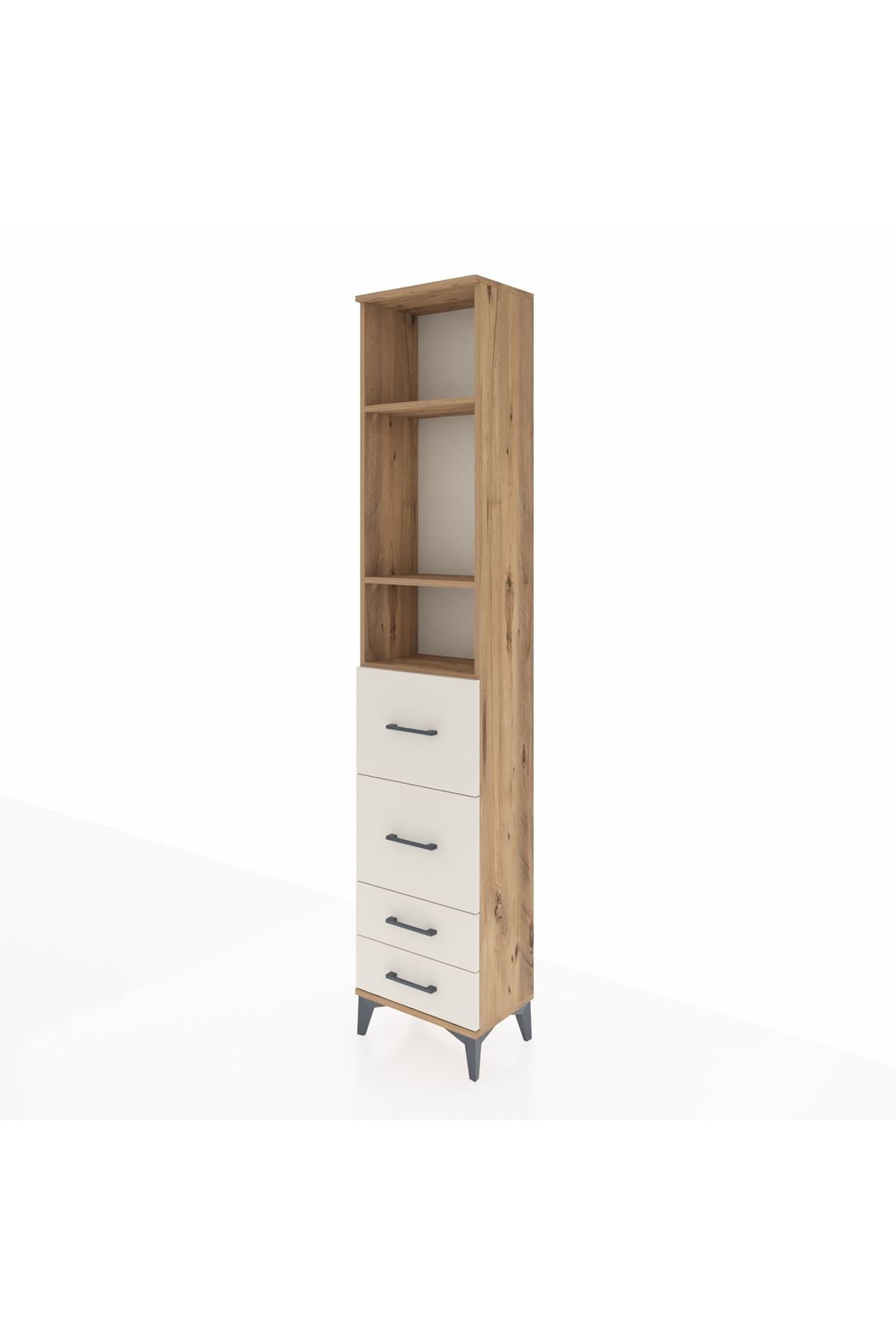 Arges Dolap 3 Raflı 4 Çekmeceli 44x30x221 Çam-Aytaşı