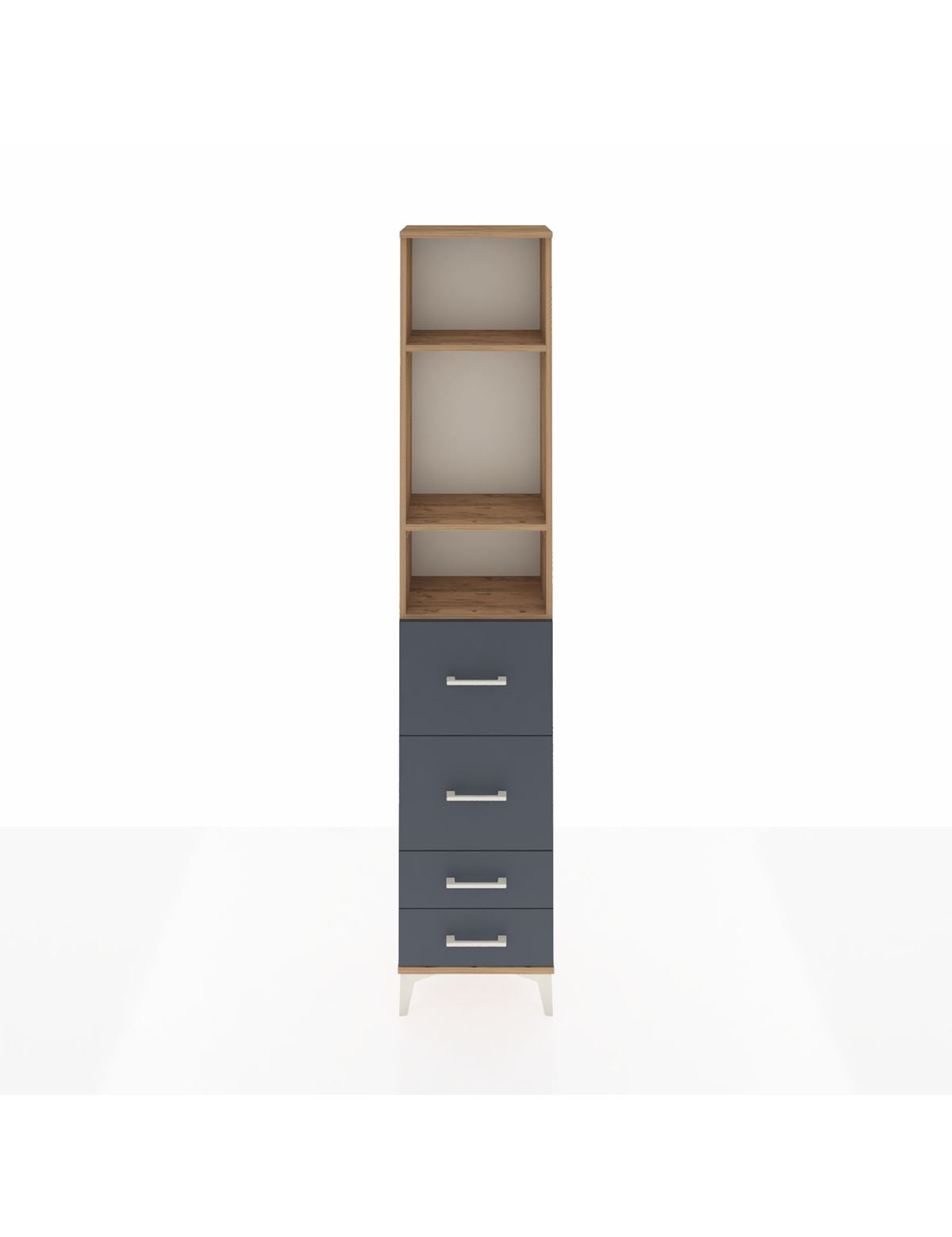 Arges Dolap 3 Raflı 4 Çekmeceli 44x30x221 Çam-Antrasit