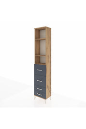 Arges Dolap 3 Raflı 4 Çekmeceli 44x30x221 Çam-Antrasit