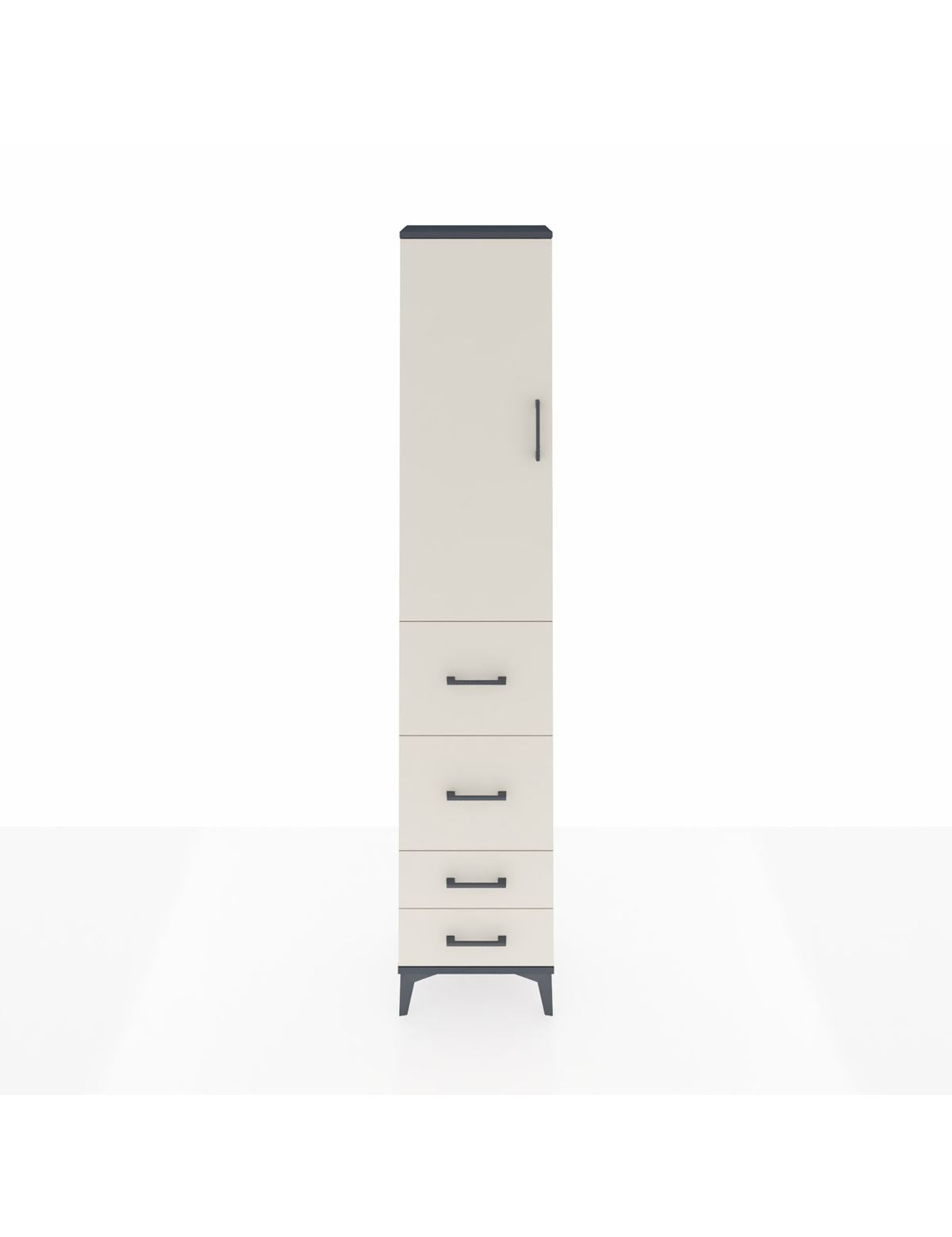 Arges Dolap 2 Raflı 4 Çekmeceli Tek Askılı 44x30x221 Antrasit-Aytaşı