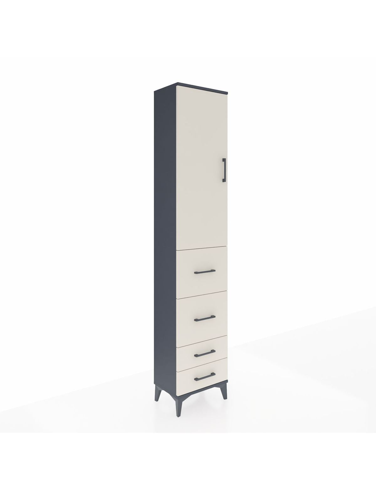 Arges Dolap 2 Raflı 4 Çekmeceli Tek Askılı 44x30x221 Antrasit-Aytaşı