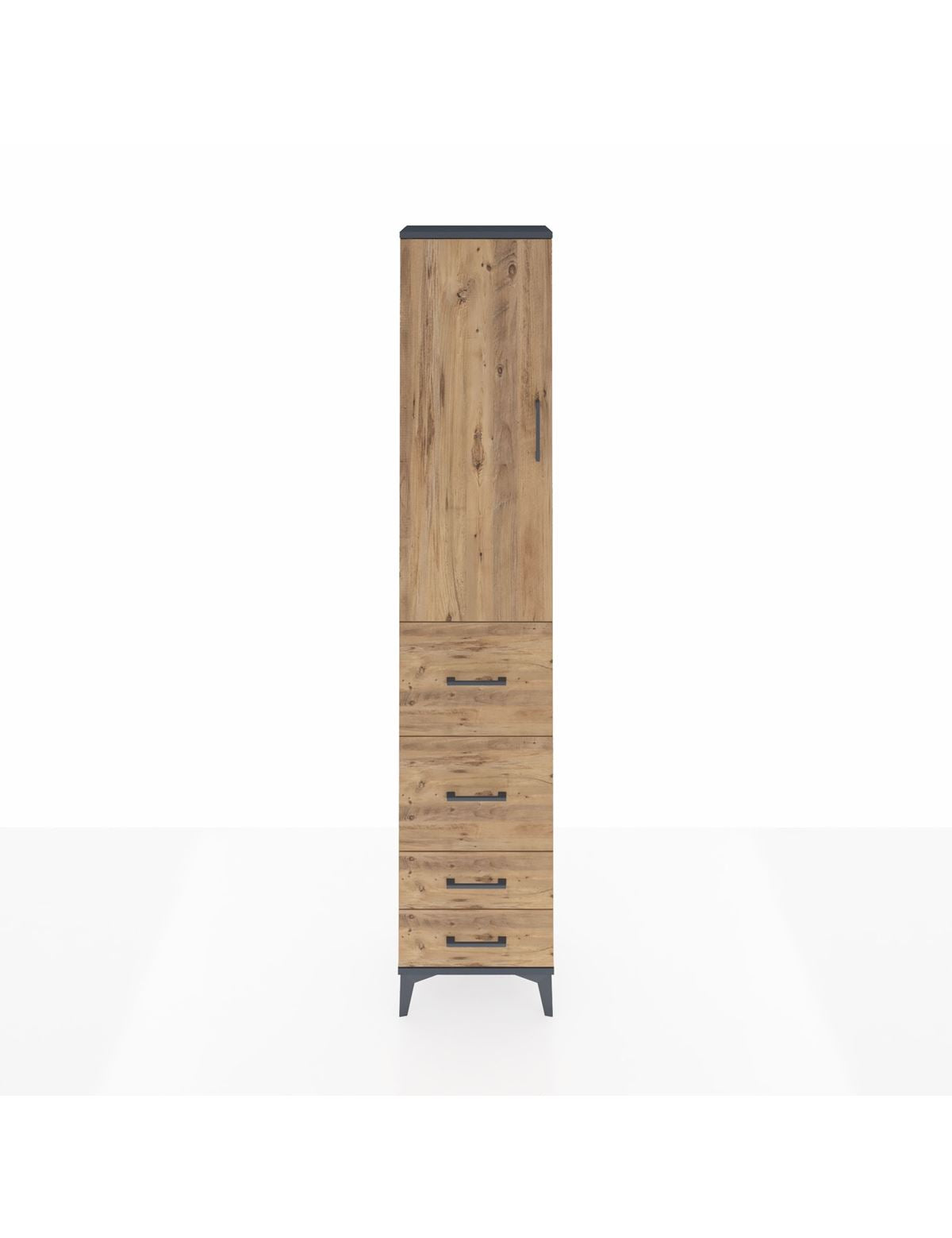 Arges Dolap 2 Raflı 4 Çekmeceli Tek Askılı 44x30x221 Antrasit-Çam