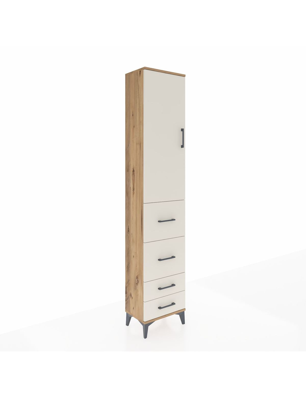 Arges Dolap 2 Raflı 4 Çekmeceli Tek Askılı 44x30x221 Çam-Aytaşı