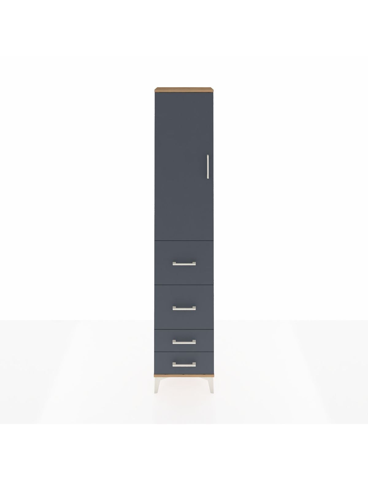 Arges Dolap 2 Raflı 4 Çekmeceli Tek Askılı 44x30x221 Çam-Antrasit