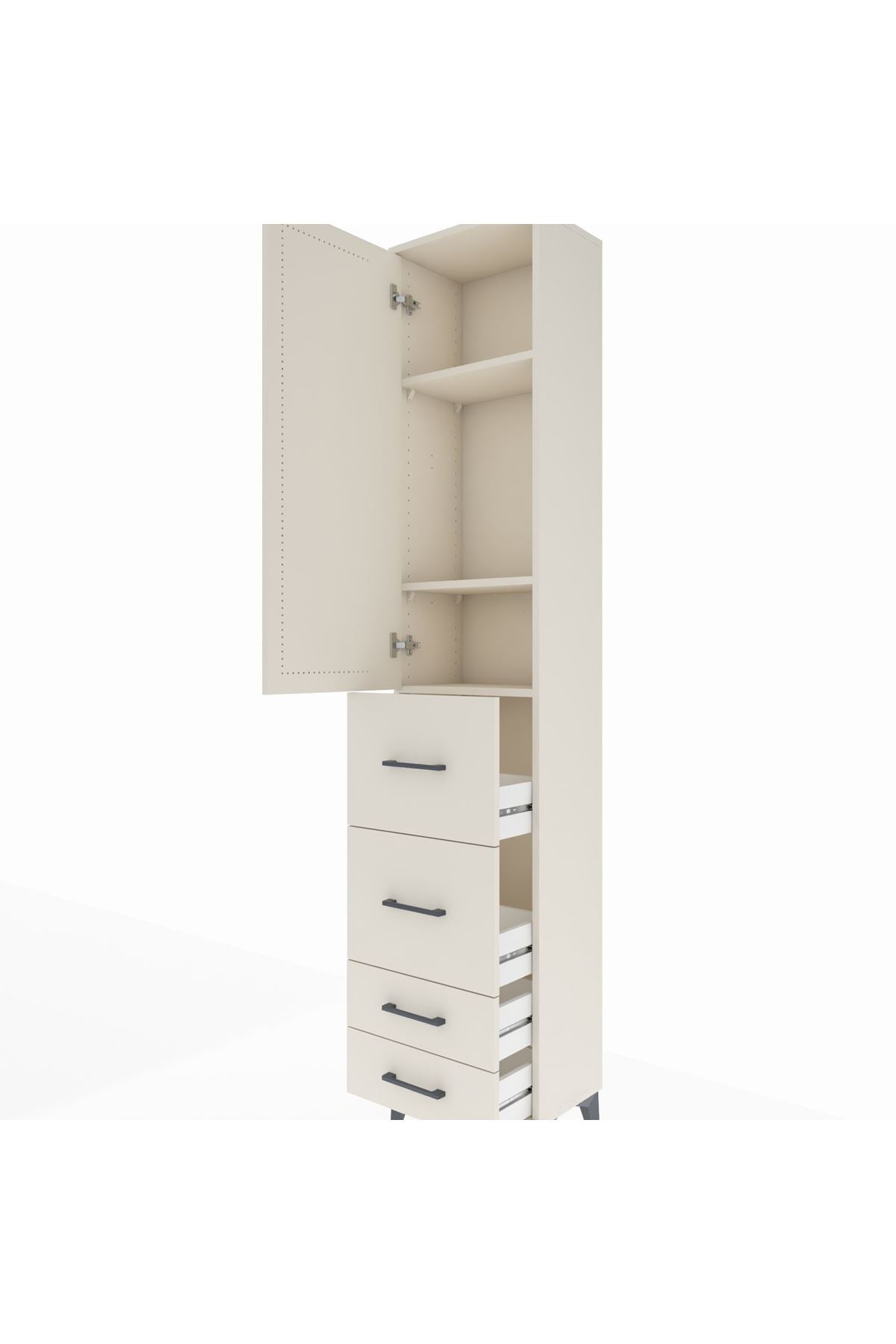 Arges Dolap 3 Raflı 4 Çekmeceli Tek Kapaklı 44x30x221 Aytaşı-Aytaşı