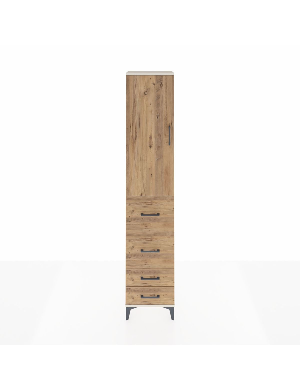 Arges Dolap 3 Raflı 4 Çekmeceli Tek Kapaklı 44x30x221 Aytaşı-Çam