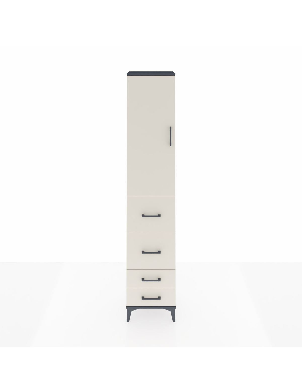 Arges Dolap 3 Raflı 4 Çekmeceli Tek Kapaklı 44x30x221 Antrasit-Aytaşı