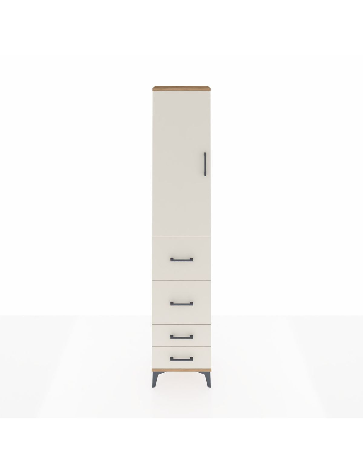 Arges Dolap 3 Raflı 4 Çekmeceli Tek Kapaklı 44x30x221 Çam-Aytaşı