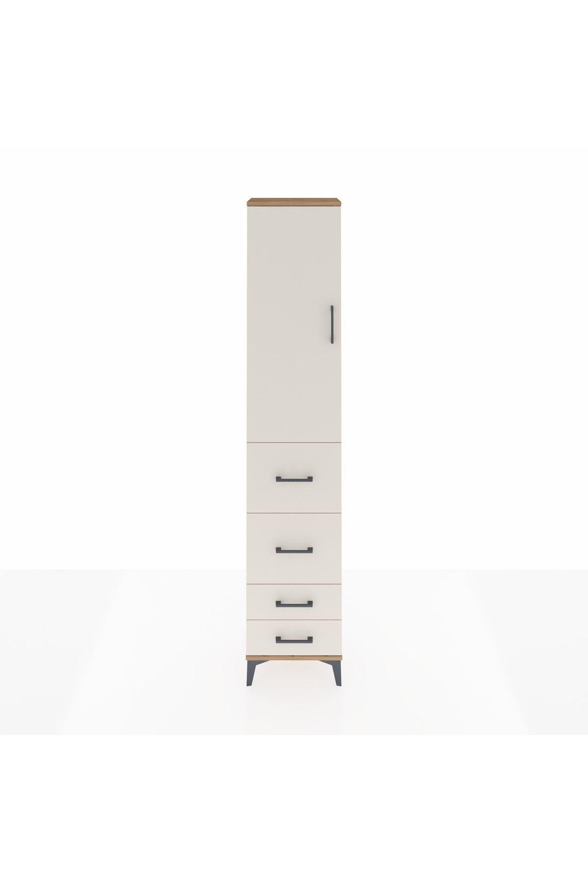 Arges Dolap 3 Raflı 4 Çekmeceli Tek Kapaklı 44x30x221 Çam-Aytaşı