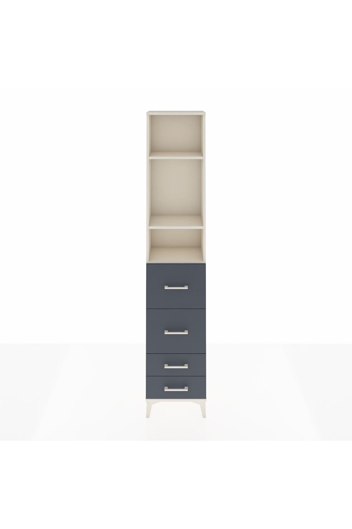 Arges Dolap 3 Raflı 4 Çekmeceli 44x30x221 Aytaşı-Antrasit