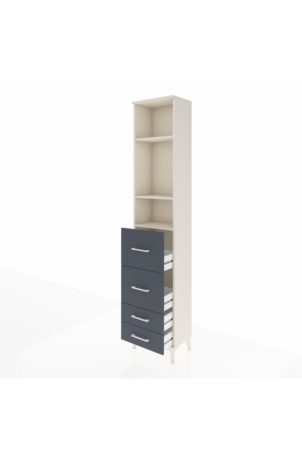 Arges Dolap 3 Raflı 4 Çekmeceli 44x30x221 Aytaşı-Antrasit