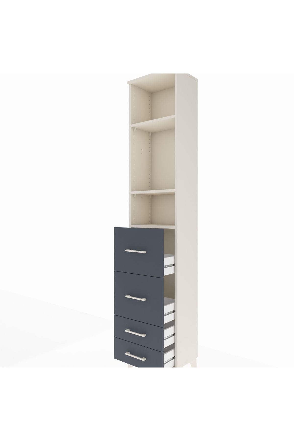 Arges Dolap 3 Raflı 4 Çekmeceli 44x30x221 Aytaşı-Antrasit