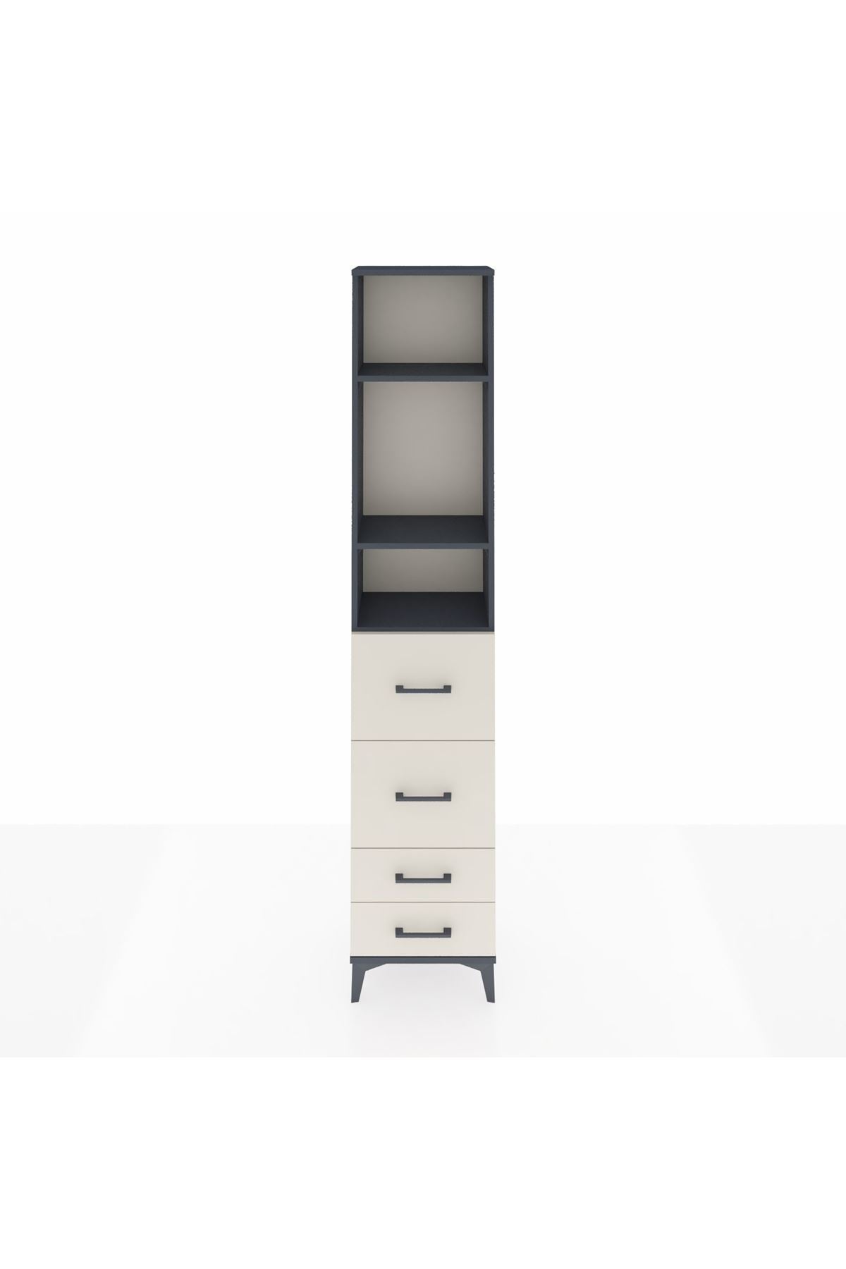 Arges Dolap 3 Raflı 4 Çekmeceli 44x30x221 Antrasit-Aytaşı