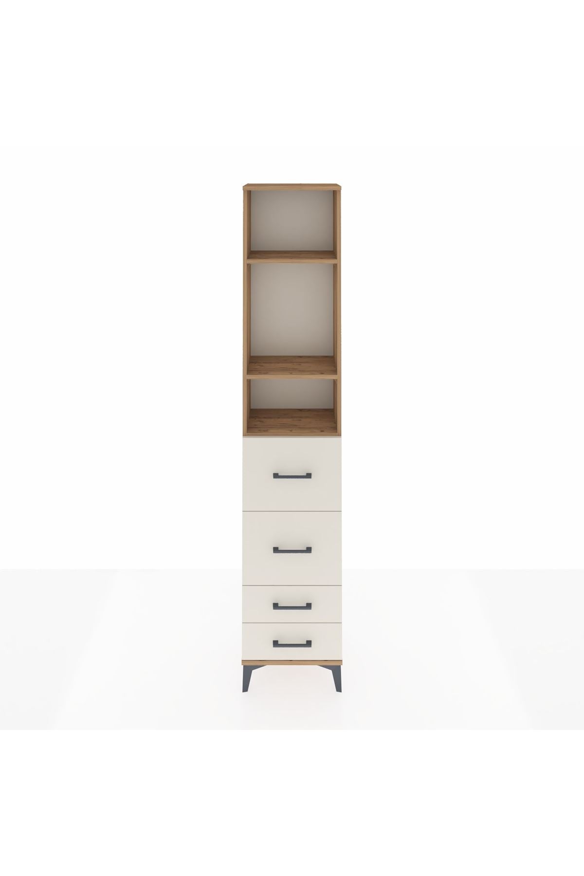 Arges Dolap 3 Raflı 4 Çekmeceli 44x30x221 Çam-Aytaşı