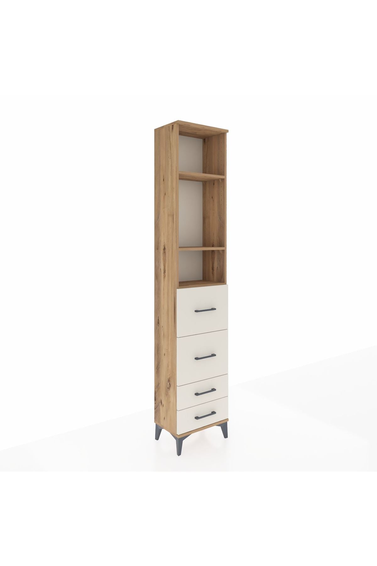 Arges Dolap 3 Raflı 4 Çekmeceli 44x30x221 Çam-Aytaşı