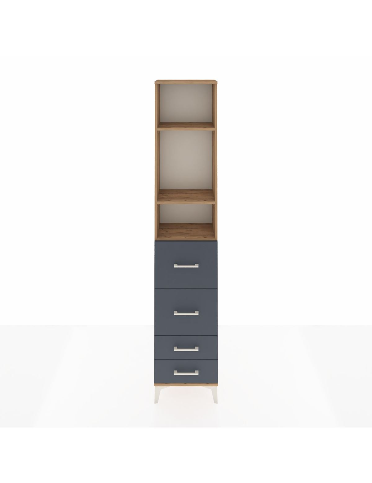 Arges Dolap 3 Raflı 4 Çekmeceli 44x30x221 Çam-Antrasit