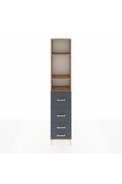 Arges Dolap 3 Raflı 4 Çekmeceli 44x30x221 Çam-Antrasit