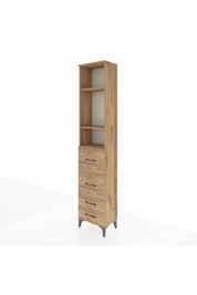 Arges Dolap 3 Raflı 4 Çekmeceli 44x30x221 Çam-Çam