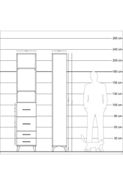 Arges Dolap 3 Raflı 4 Çekmeceli 44x30x221 Çam-Çam