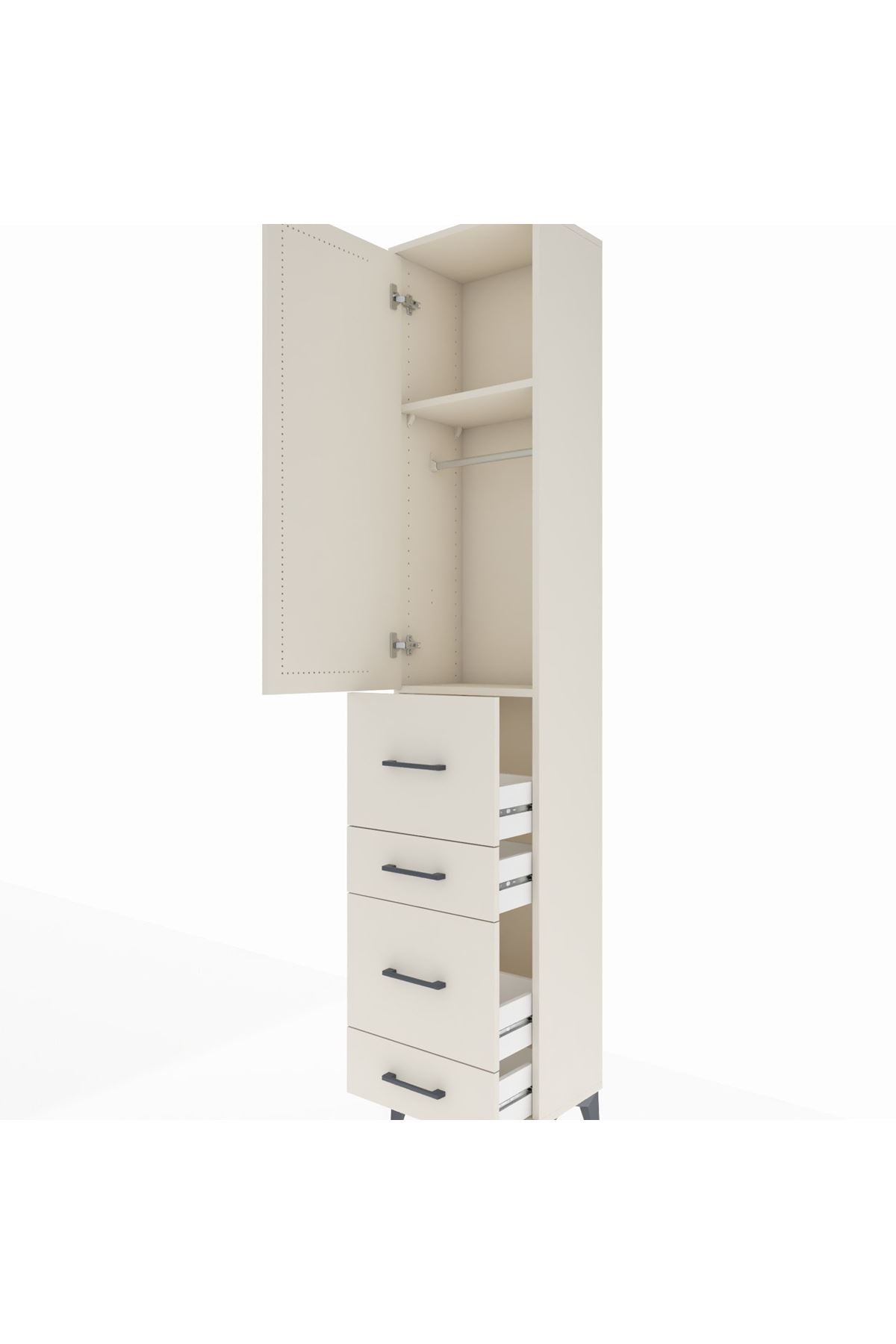 Arges Dolap 2 Raflı 4 Çekmeceli Tek Askılı 44x30x221 Aytaşı-Aytaşı