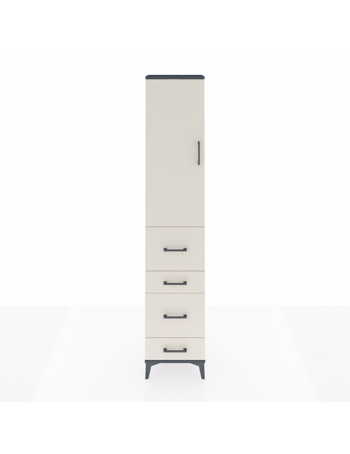 Arges Dolap 2 Raflı 4 Çekmeceli Tek Askılı 44x30x221 Antrasit-Aytaşı