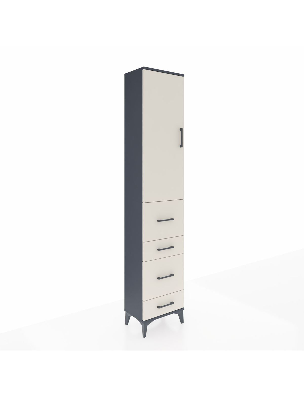 Arges Dolap 2 Raflı 4 Çekmeceli Tek Askılı 44x30x221 Antrasit-Aytaşı