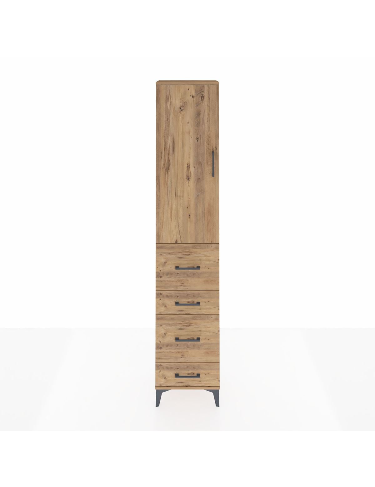 Arges Dolap 2 Raflı 4 Çekmeceli Tek Askılı 44x30x221 Çam-Çam