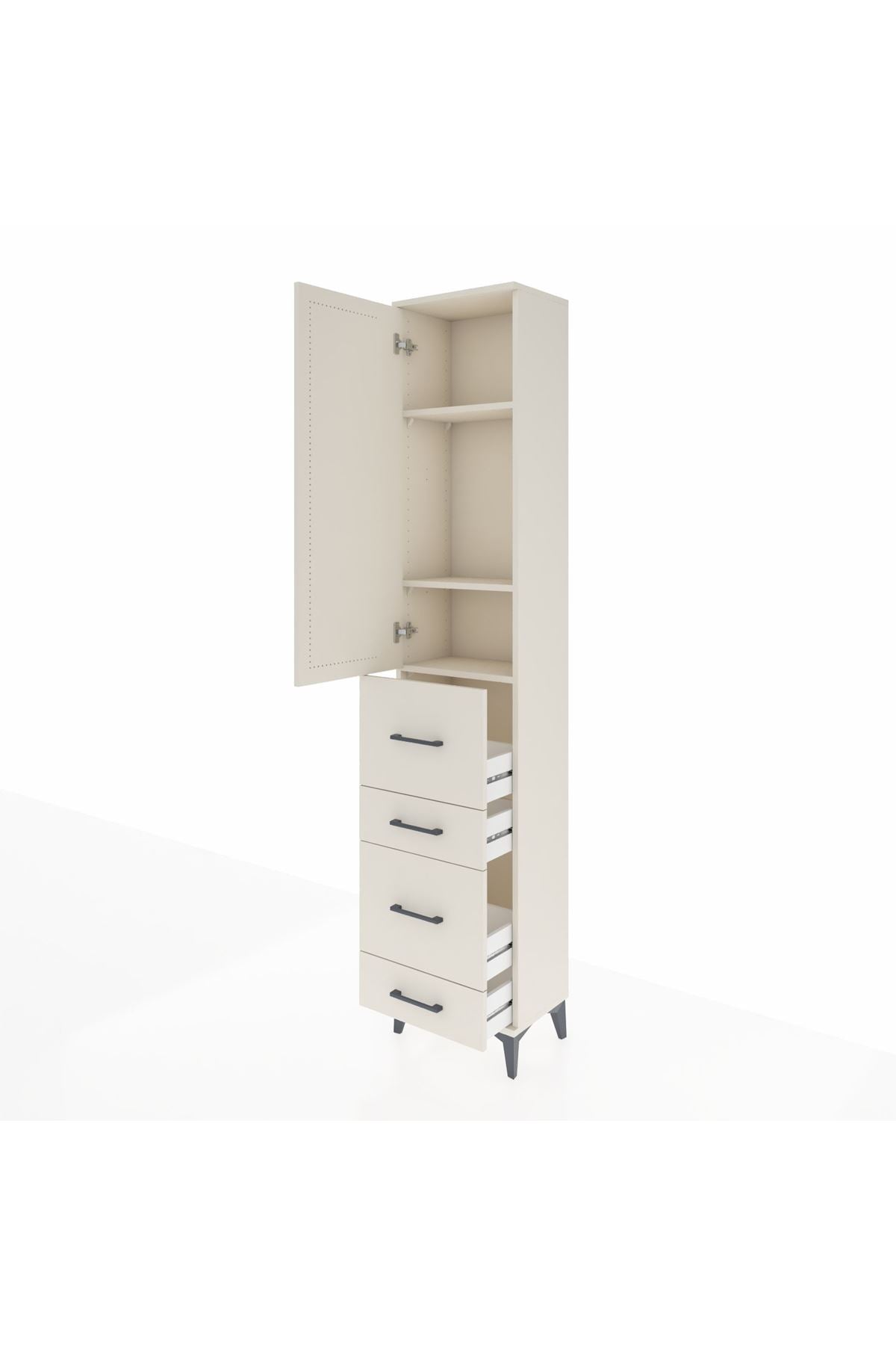 Arges Dolap 3 Raflı 4 Çekmeceli Tek Kapaklı 44x30x221 Aytaşı-Aytaşı