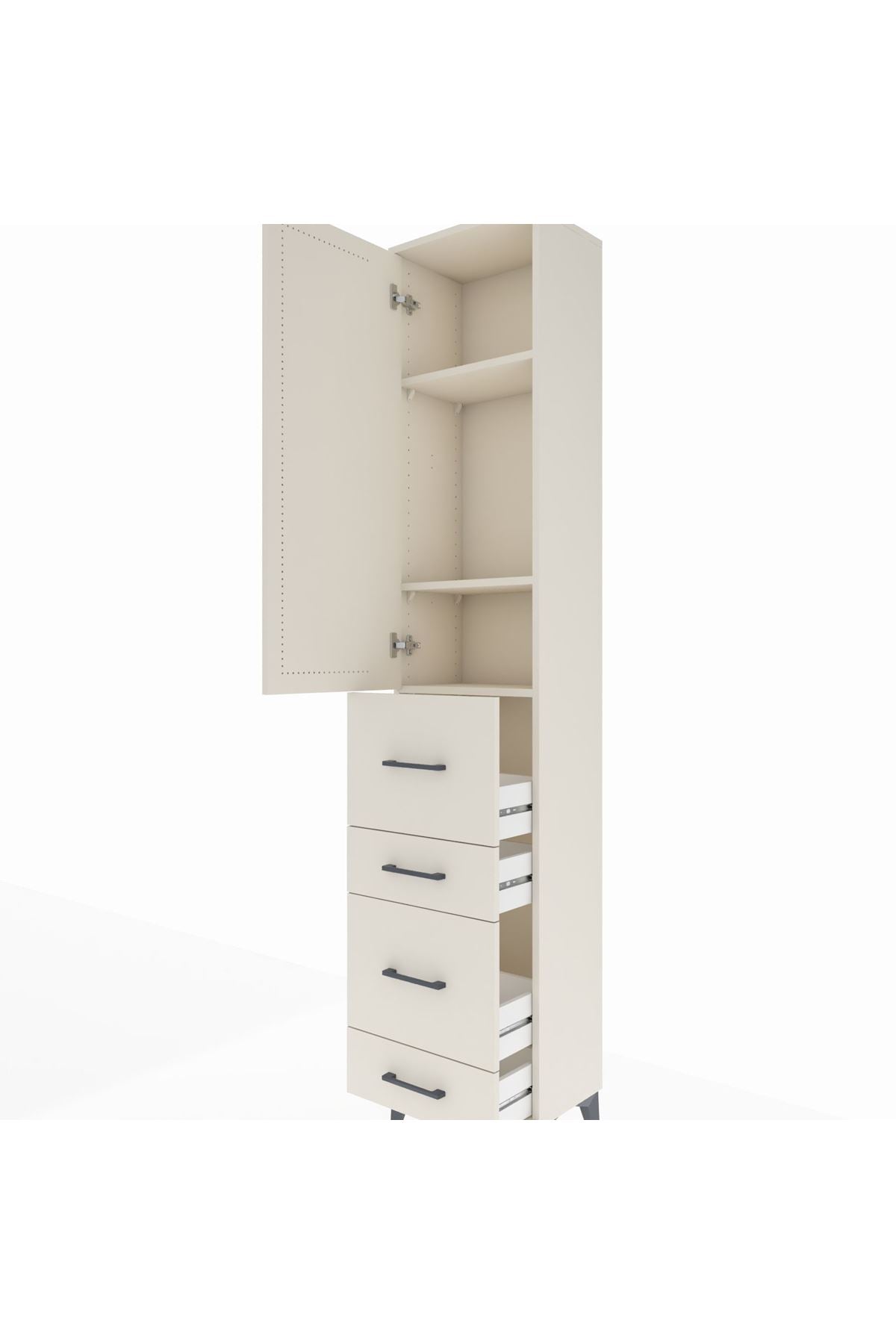 Arges Dolap 3 Raflı 4 Çekmeceli Tek Kapaklı 44x30x221 Aytaşı-Aytaşı