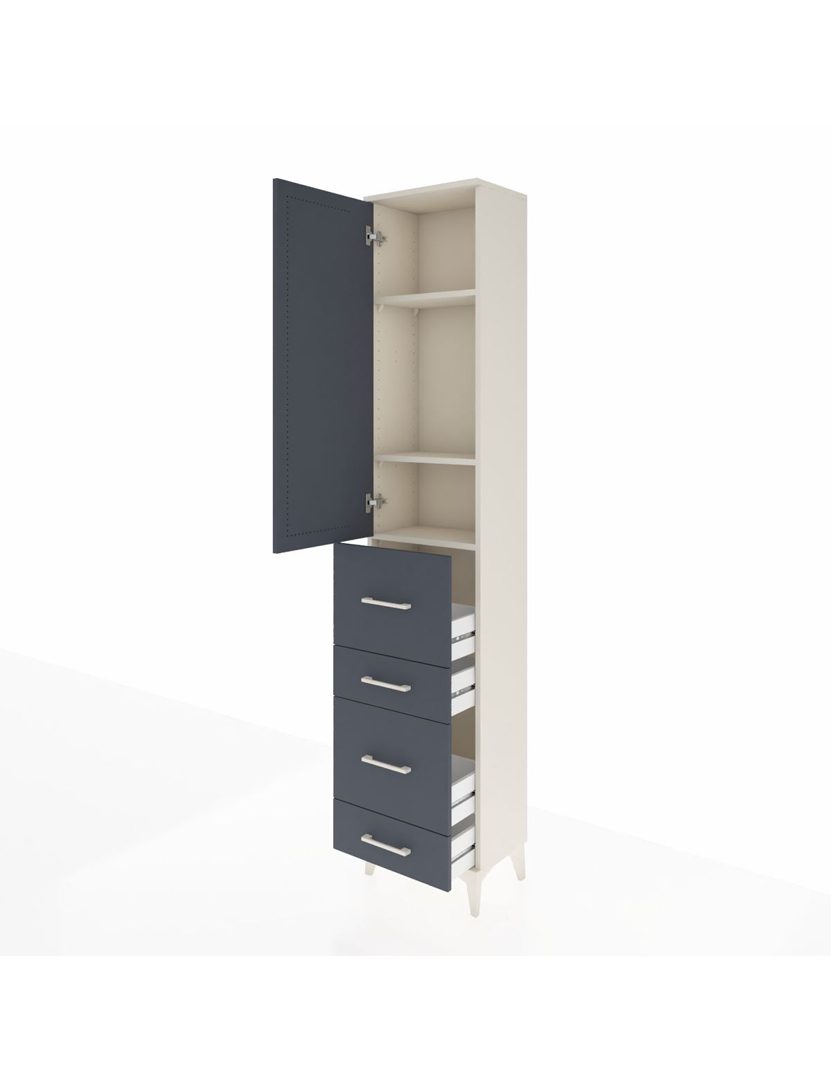Arges Dolap 3 Raflı 4 Çekmeceli Tek Kapaklı 44x30x221 - S28M128V2A