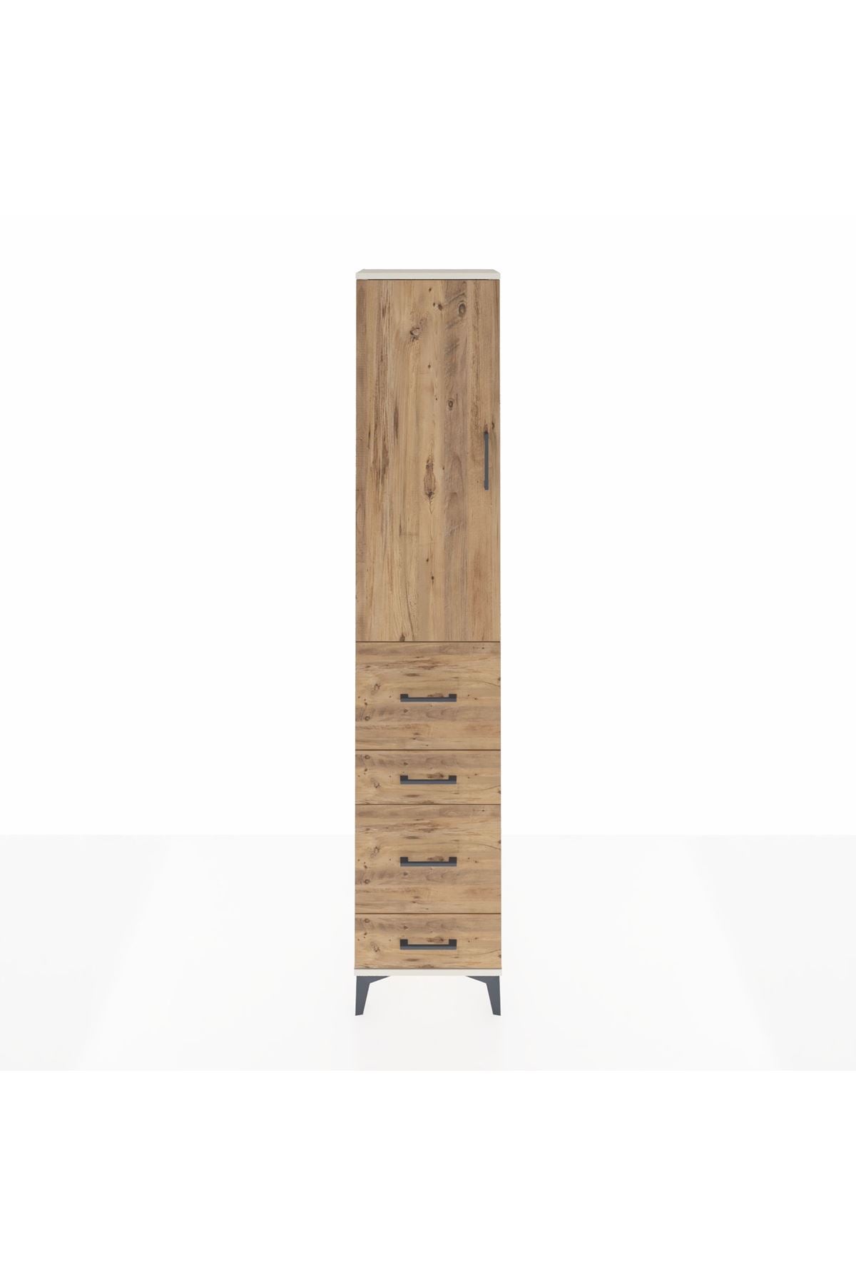 Arges Dolap 3 Raflı 4 Çekmeceli Tek Kapaklı 44x30x221 Aytaşı-Çam