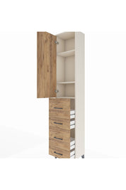 Arges Dolap 3 Raflı 4 Çekmeceli Tek Kapaklı 44x30x221 Aytaşı-Çam