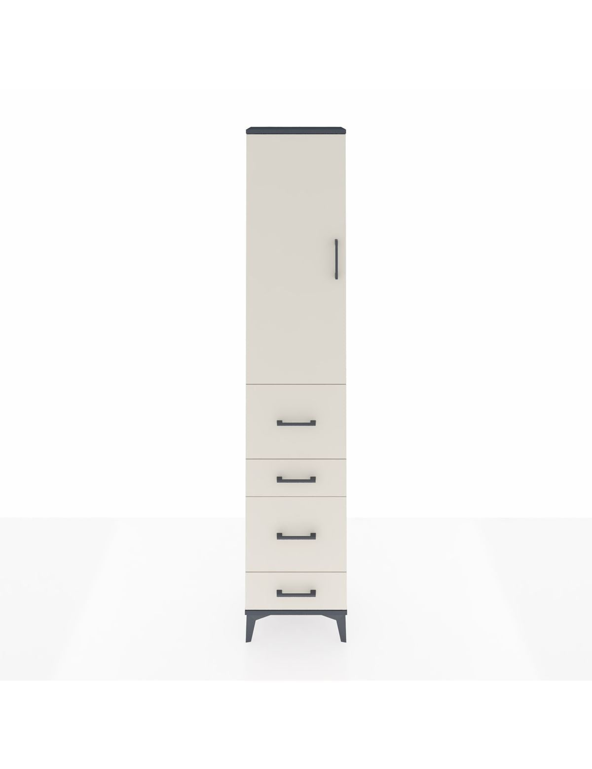 Arges Dolap 3 Raflı 4 Çekmeceli Tek Kapaklı 44x30x221 Antrasit-Aytaşı