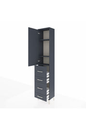 Arges Dolap 3 Raflı 4 Çekmeceli Tek Kapaklı 44x30x221 Antrasit-Antrasit