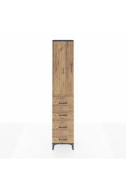 Arges Dolap 3 Raflı 4 Çekmeceli Tek Kapaklı 44x30x221 Antrasit-Çam