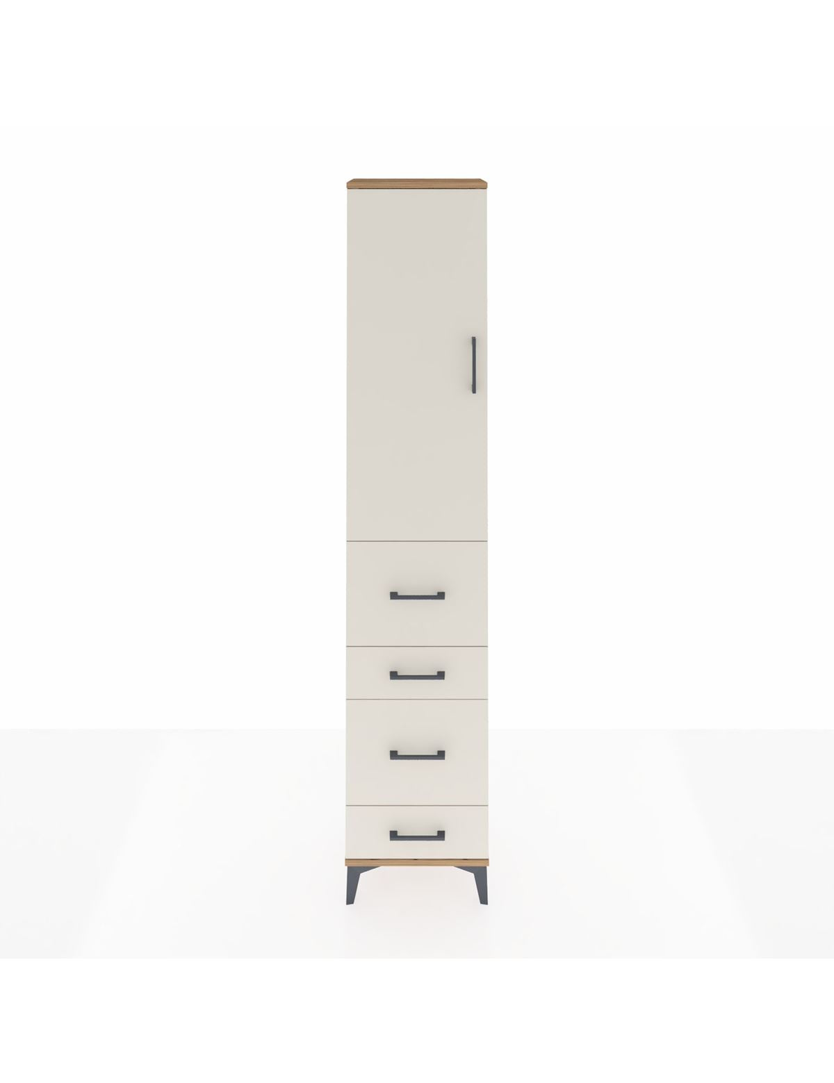 Arges Dolap 3 Raflı 4 Çekmeceli Tek Kapaklı 44x30x221 Çam-Aytaşı