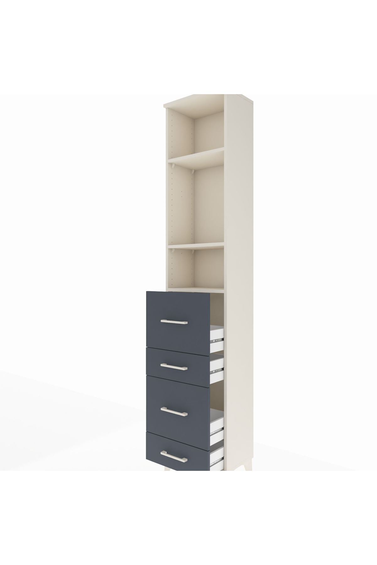 Arges Dolap 3 Raflı 4 Çekmeceli 44x30x221 Aytaşı-Antrasit